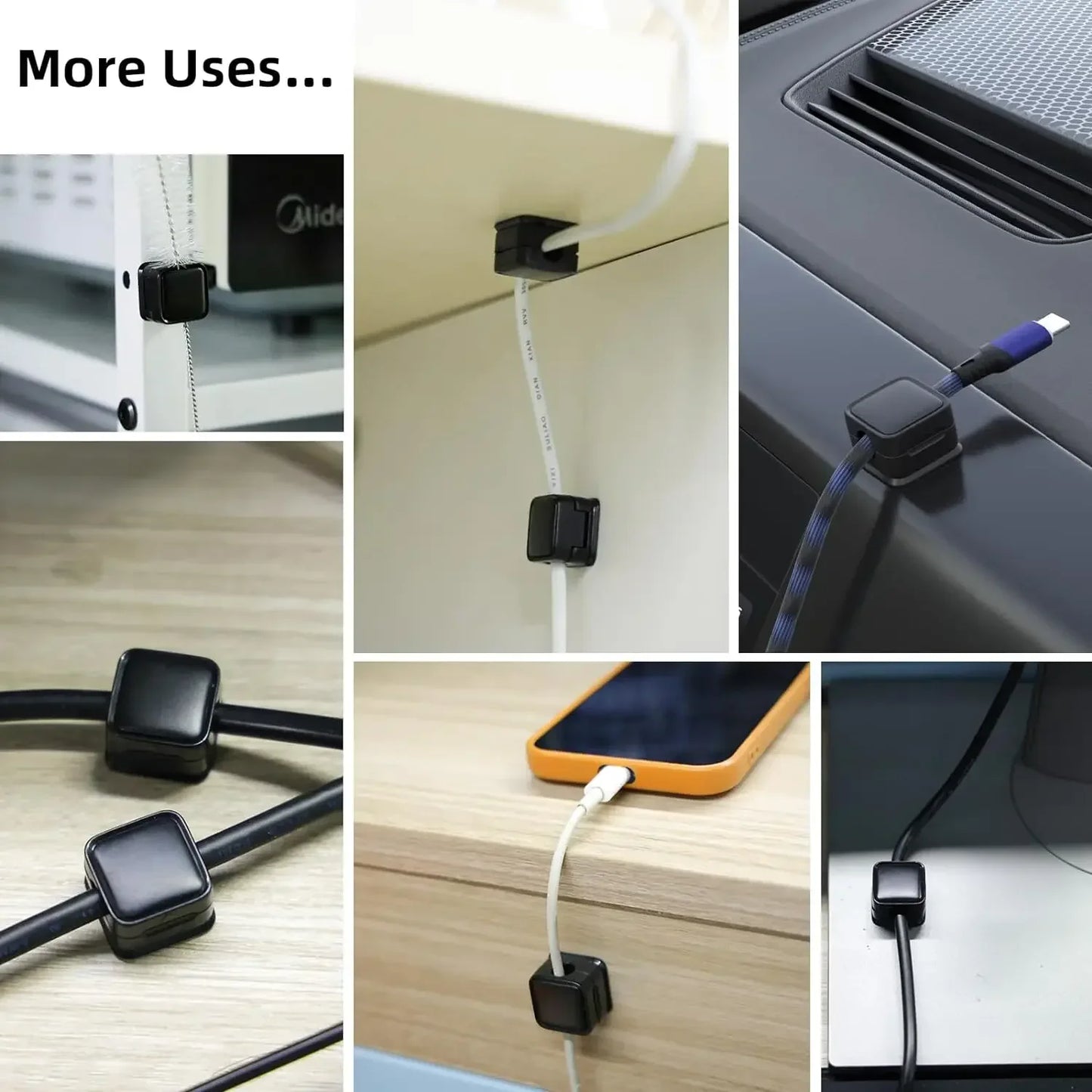 Magnetic Cable Clips Set for Under-Desk Organization - Adjustable Cord Management Holders (3-12 Pcs)