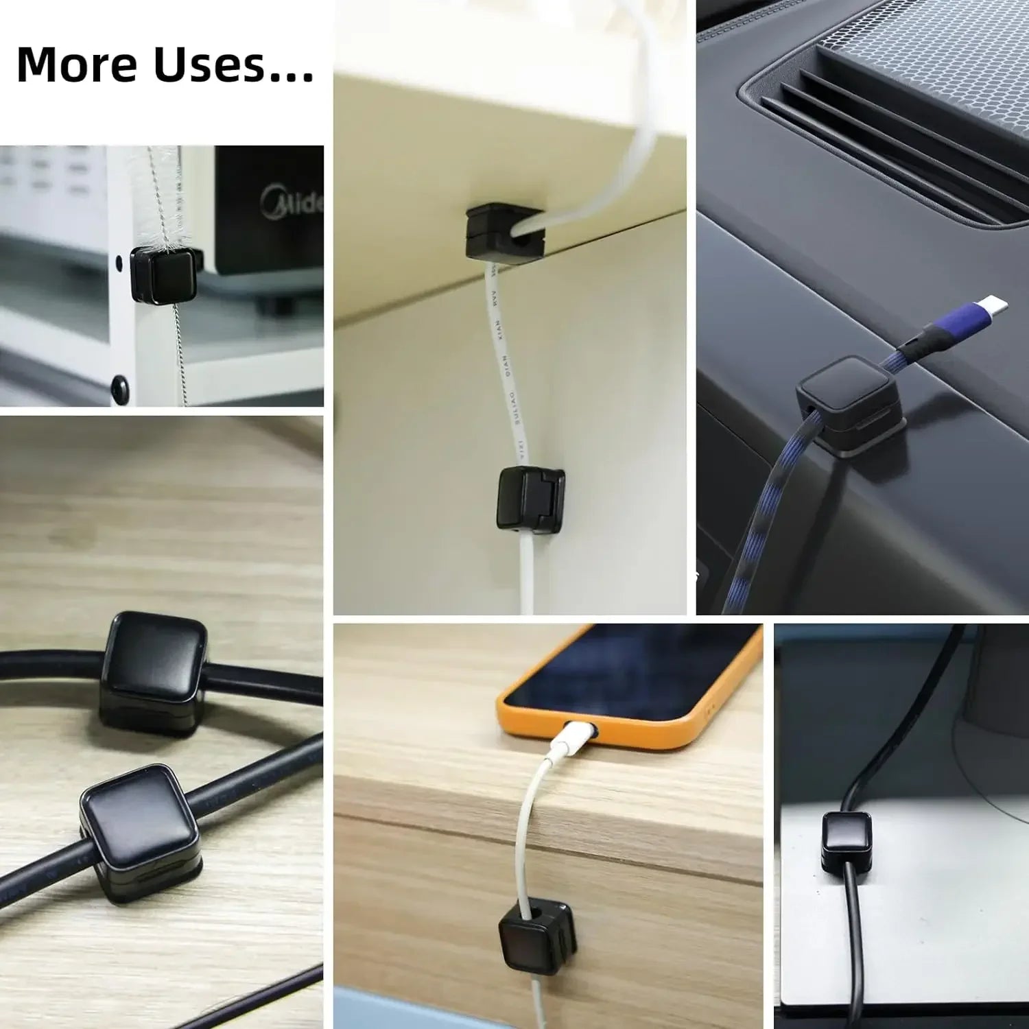 Magnetic Cable Clips Set for Under-Desk Organization - Adjustable Cord Management Holders (3-12 Pcs)