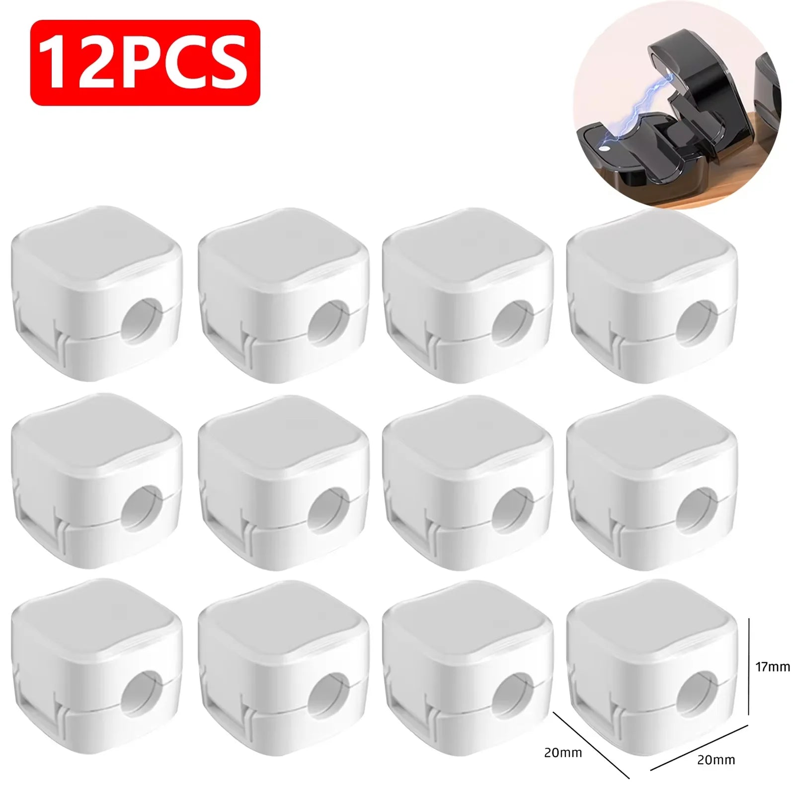 Magnetic Cable Clips Set for Under-Desk Organization - Adjustable Cord Management Holders (3-12 Pcs)