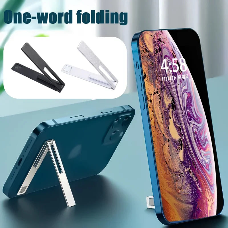 Ultra-Thin Magnetic Foldable Mobile Phone Holder - Metal Alloy Desktop Stand for Universal Support