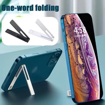 Ultra-Thin Magnetic Foldable Mobile Phone Holder - Metal Alloy Desktop Stand for Universal Support