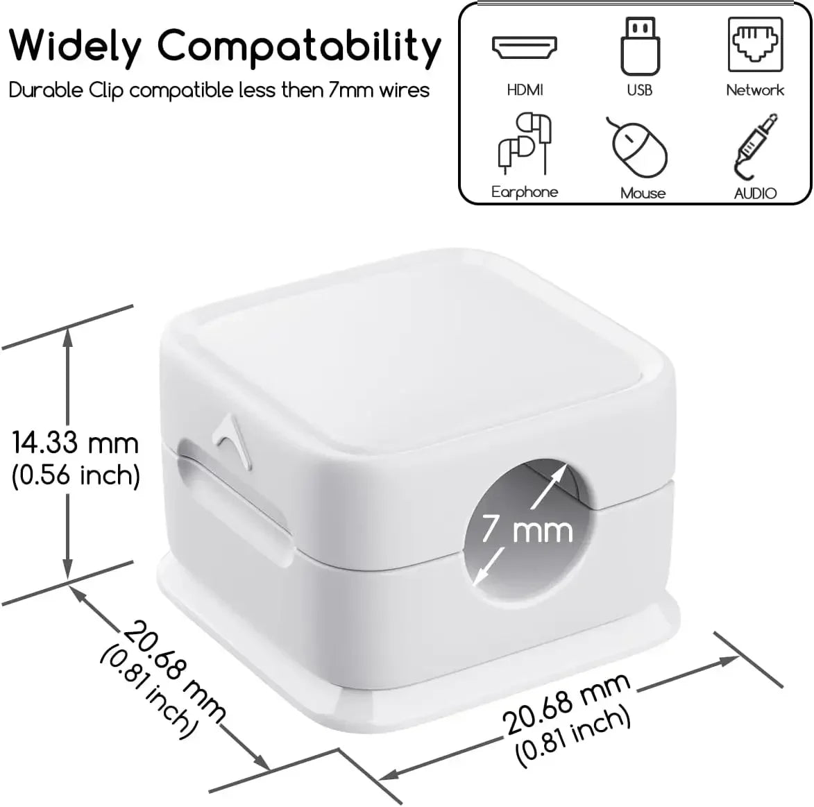 Magnetic Cable Clips Set for Under-Desk Organization - Adjustable Cord Management Holders (3-12 Pcs)