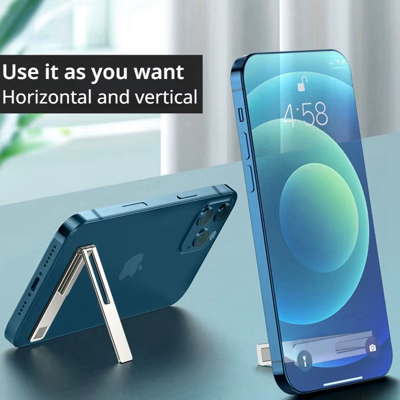 Ultra-Thin Magnetic Foldable Mobile Phone Holder - Metal Alloy Desktop Stand for Universal Support