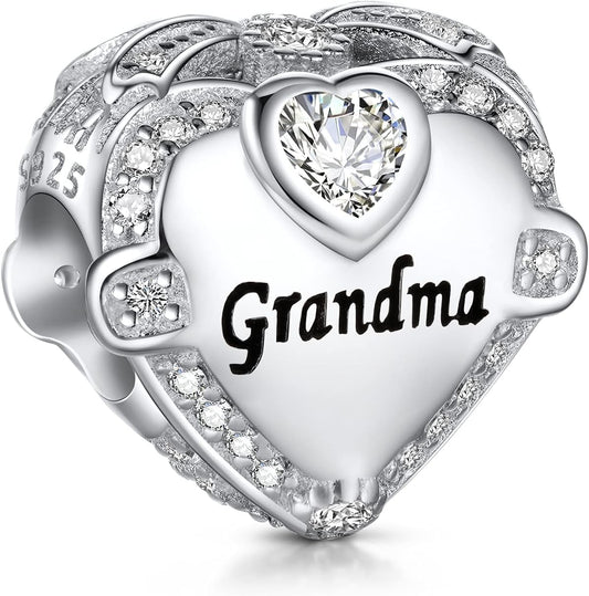Sterling Silver Love Heart Charm with Cubic Zirconia for Bracelets - Ideal Gift for Mom, Wife, Sister, Daughter, Friend, Dad, Grandma, and Auntie for Christmas, Halloween, and Birthdays