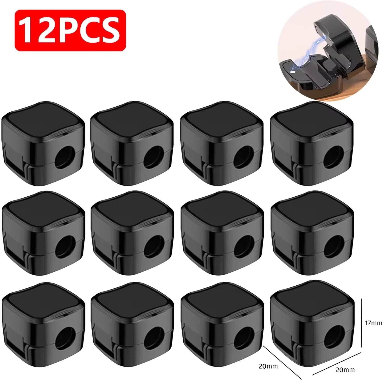 Magnetic Cable Clips Set for Under-Desk Organization - Adjustable Cord Management Holders (3-12 Pcs)