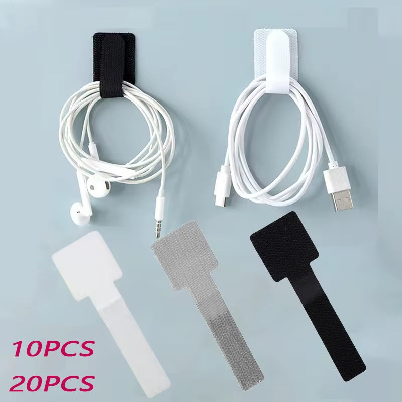 Reusable Adjustable Cable Organizer Straps with Self-Adhesive Fastening for Desk Management