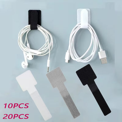 Reusable Adjustable Cable Organizer Straps with Self-Adhesive Fastening for Desk Management
