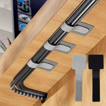 Reusable Adjustable Cable Organizer Straps with Self-Adhesive Fastening for Desk Management
