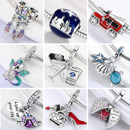 2025 Premium 925 Sterling Silver Charms Beads for Original Pendants and Bracelets - Dangle DIY Jewelry Gift