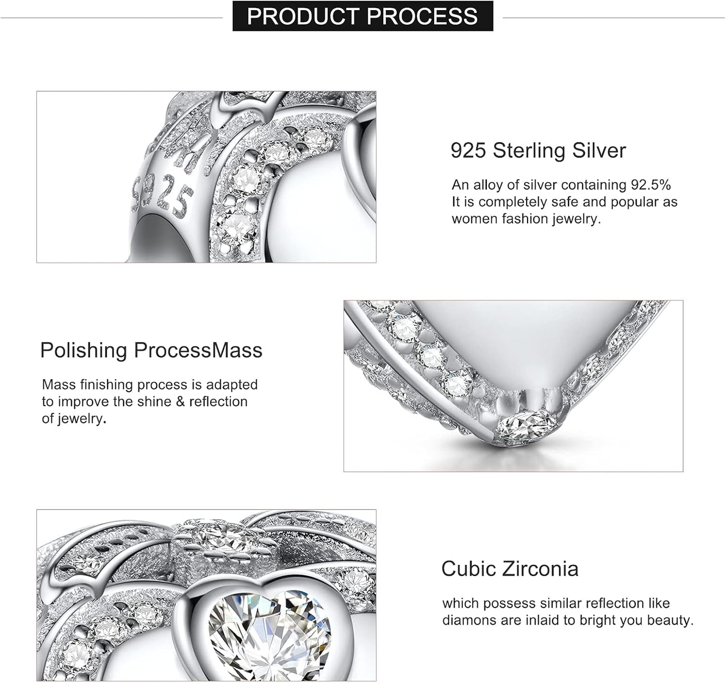 Sterling Silver Love Heart Charm with Cubic Zirconia for Bracelets - Ideal Gift for Mom, Wife, Sister, Daughter, Friend, Dad, Grandma, and Auntie for Christmas, Halloween, and Birthdays