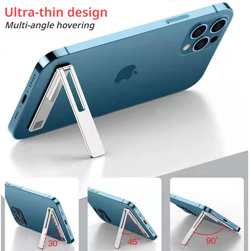 Ultra-Thin Magnetic Foldable Mobile Phone Holder - Metal Alloy Desktop Stand for Universal Support