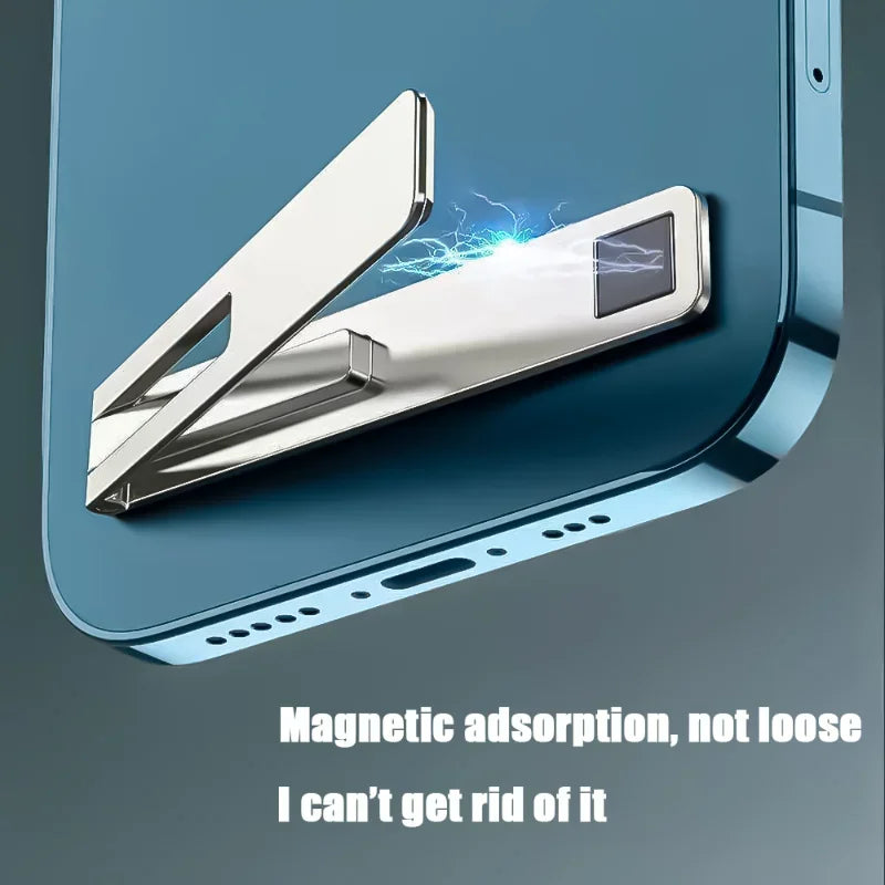Ultra-Thin Magnetic Foldable Mobile Phone Holder - Metal Alloy Desktop Stand for Universal Support