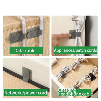 Reusable Adjustable Cable Organizer Straps with Self-Adhesive Fastening for Desk Management