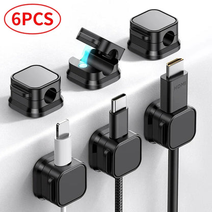 Magnetic Cable Clips Set for Under-Desk Organization - Adjustable Cord Management Holders (3-12 Pcs)
