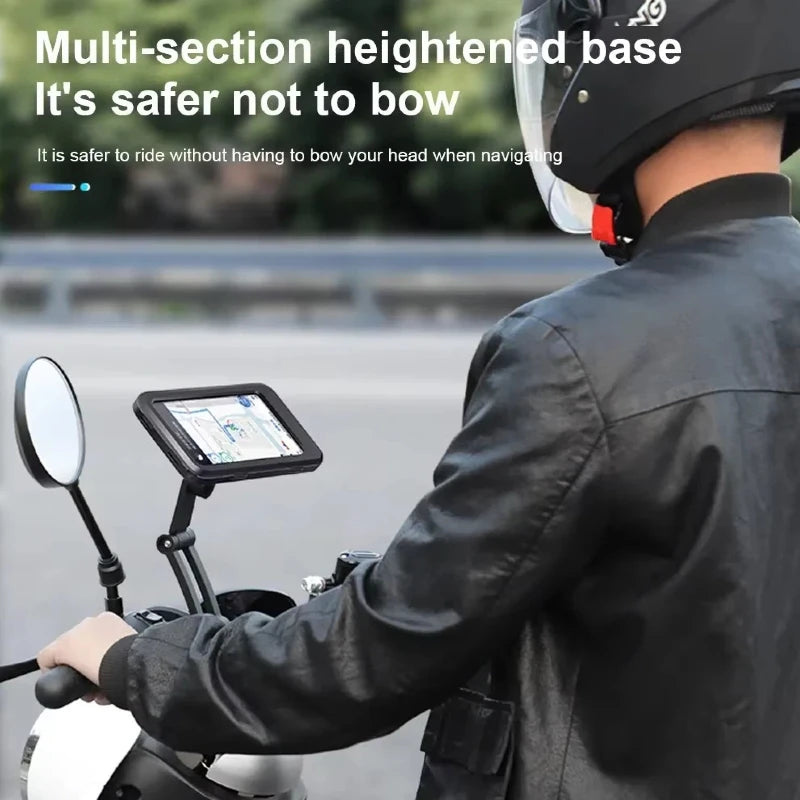 Waterproof Motorcycle Phone Holder with Magnetic Attachment and 360° Adjustable Stand for GPS Navigation