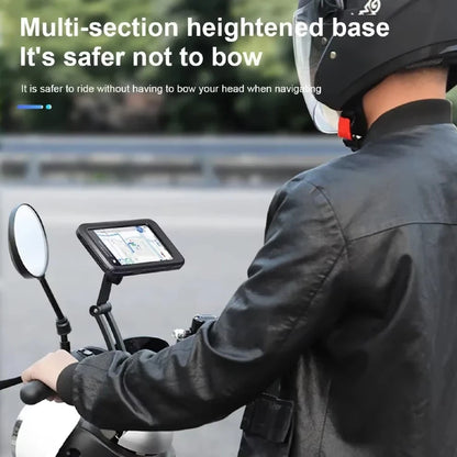 Waterproof Motorcycle Phone Holder with Magnetic Attachment and 360° Adjustable Stand for GPS Navigation